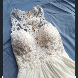 Essense of Australia boho racerback ivory chiffon wedding gown!